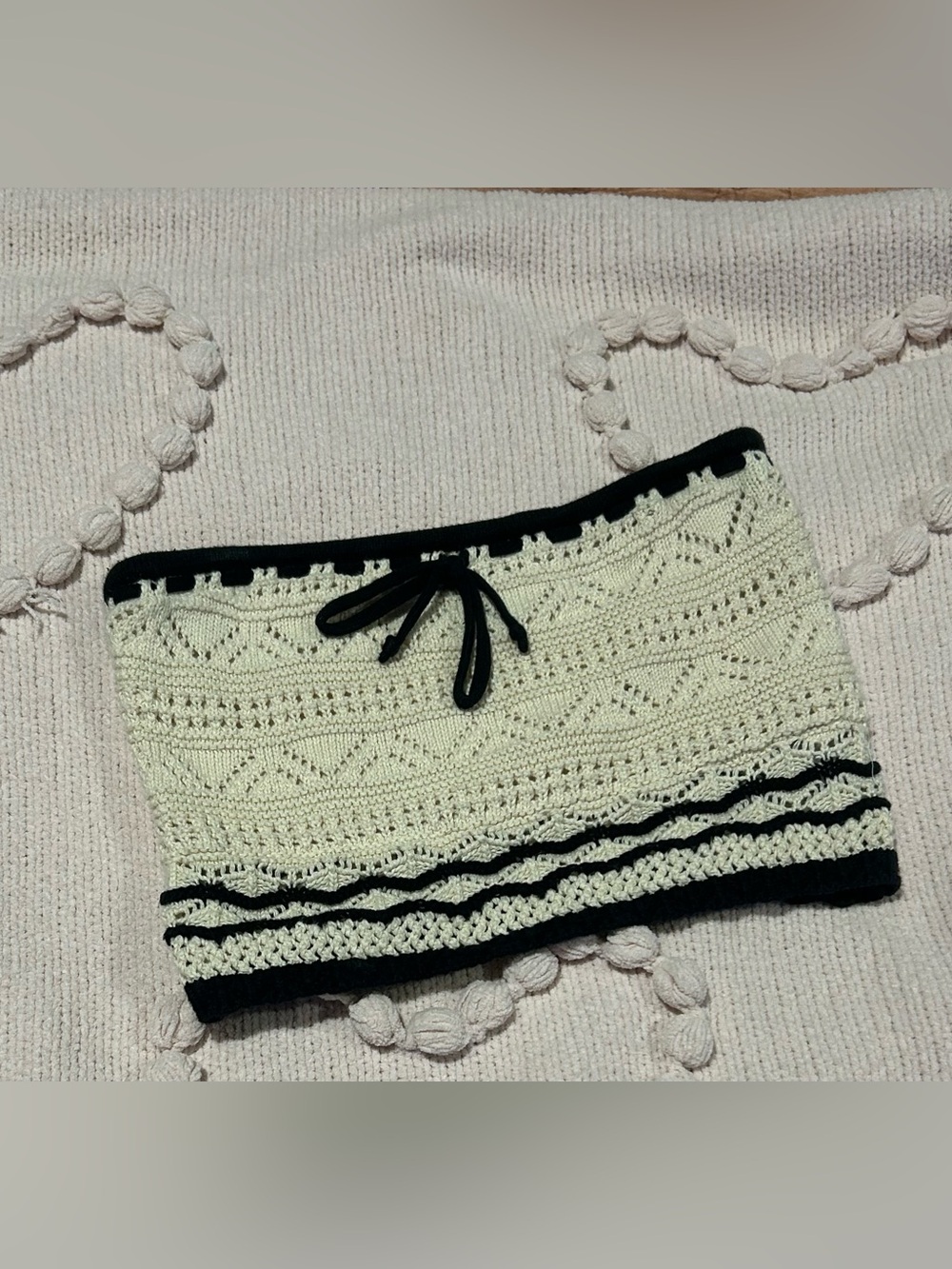 Hollister Cream and Black halter crochet top